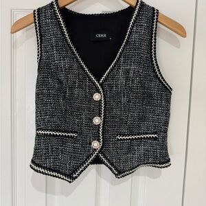 Cider Black and White Tweed Vest